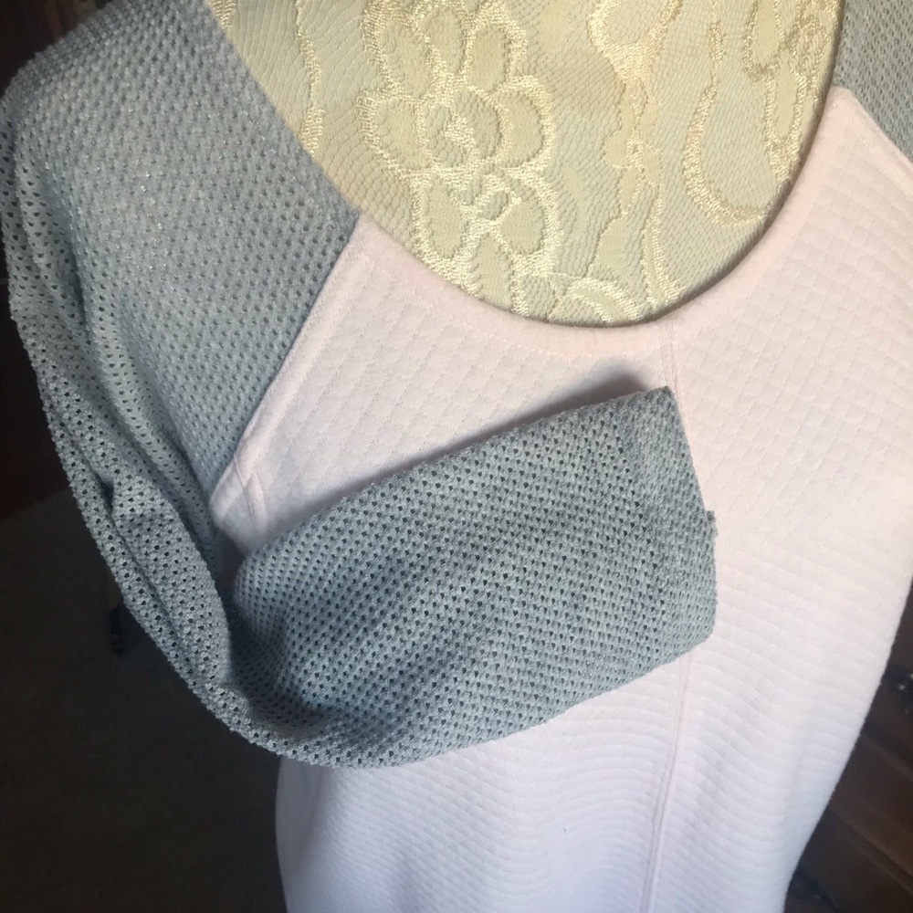 Kenar Pink and Grey Quilted Baseball Tee - Picture 2 of 8